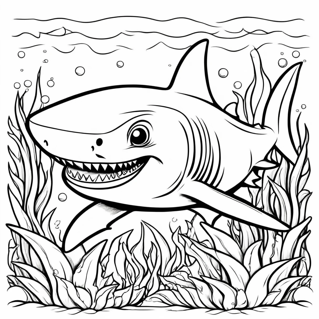 A cuteSurprising sharks
, cartoon, ,Coloring Book, ColoringBookAF,
