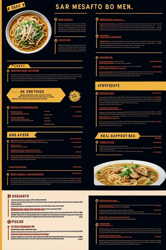 I want the template for a menu, de un restaurante llamado La casa del ramen. Make it 2 pages