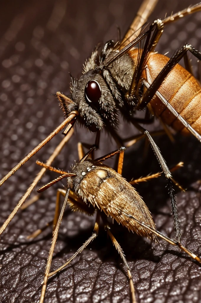 Un mosquito y una pulga peleando