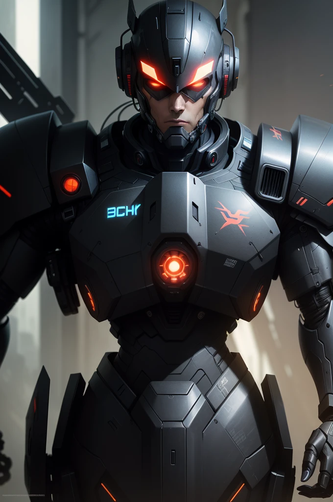 Black color mecha,cyber punk perssonage