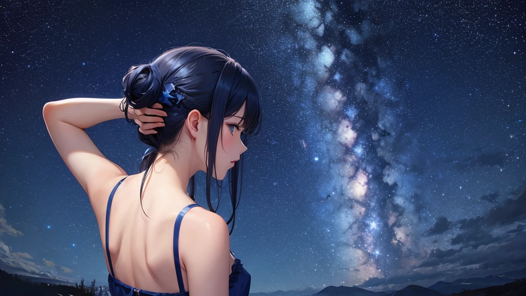 masterpiece, Extremely detailed starry sky deep blue