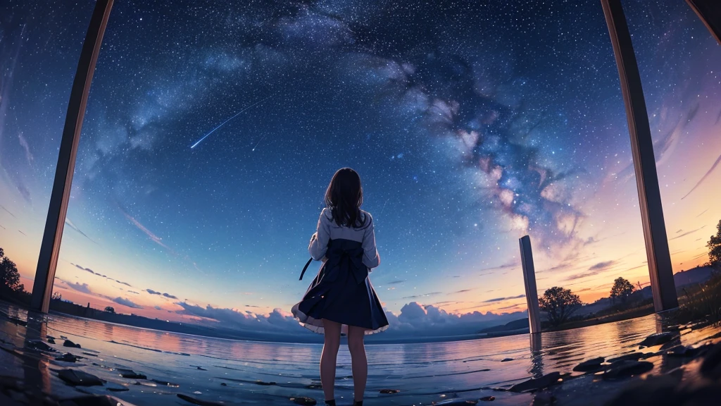masterpiece, Extremely detailed starry sky deep blue