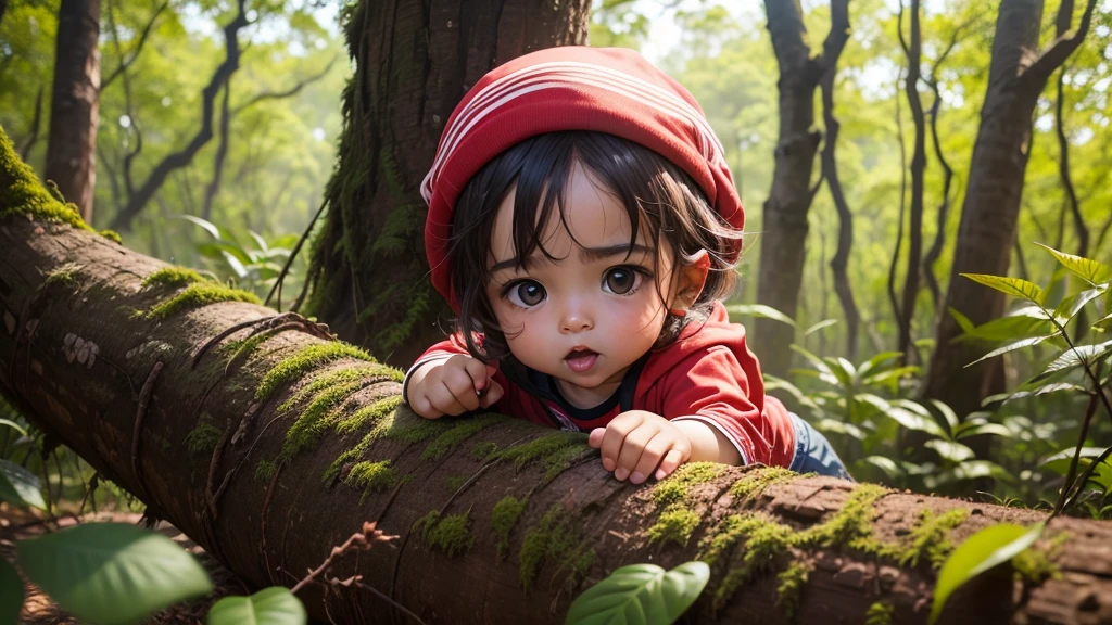 Chapeuzinho Vermelho  brincando na floresta