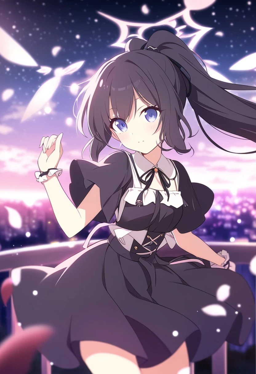 ((masterpiece)), ((highest quality)), ((High resolution)), ((very detailed、 8k wallpaper)), girl、(Shining eyes)、Lolita dress、best smile、make a heart with both hands、bouquet、beautiful anime,Female Kirito