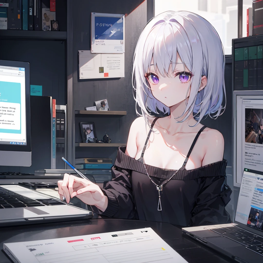 ((Best quality)), ((masterpiece)), (detailed), 1 girl, short off-shoulder sweater, attractive girl, monitor in place of the head, cursor on screen, slender legs, Violet eyes, albino, night time, white-haired, full length, Sex, hentai night. computer. internet.
Three hours and still no sleep.
Knocking and typing.
Passage from window to window.
word. A phrase. And advice.
There was a question - and there is an answer.
ICQ, e-mail, website,
Memory of hundreds of gigabytes.
dialogue. letter. Newsletter.
Forum. chat. Query. And link.
word. search. Save.
Type. delete.
Input. Query. System response.
Box. Sleepсок. File "No Theme" .
It's four o'clock? tano? !
В Аське новенький оtano.
"-Good night! Why are not you sleeping?
-Good...night you say?
- It’s already four o’clock... - Stayed too long in this world... - How is she?
- Sorry buddy: I want to sleep... I owe you a favor... - Tomorrow I’ll find you here?
-I don't know. I won't lie... -Okay. Sleep. good night!
-You write, if you want... -That means, meet me online?
-Exactly. It's time to go... -Goodbye!" - emoticon - "Everything".
Offline. The signal is coming.
Disconnect? - Yes, Now.
It's five o'clock on the panel.
Start. Work completed.
To finish work? - Yes.
Please wait. Disconnection.
And the wires go silent.
thought. fatigue. darkness.
Dream in the morning. emptiness.
silence. All thoughts away.
The night passes outside the window.
A few hours later.
The bolt will be removed from the windows.
download. open. Collapse.
Connect and deploy.
Windows, Asya, internet.
It's night again, and there is no sleep again ...