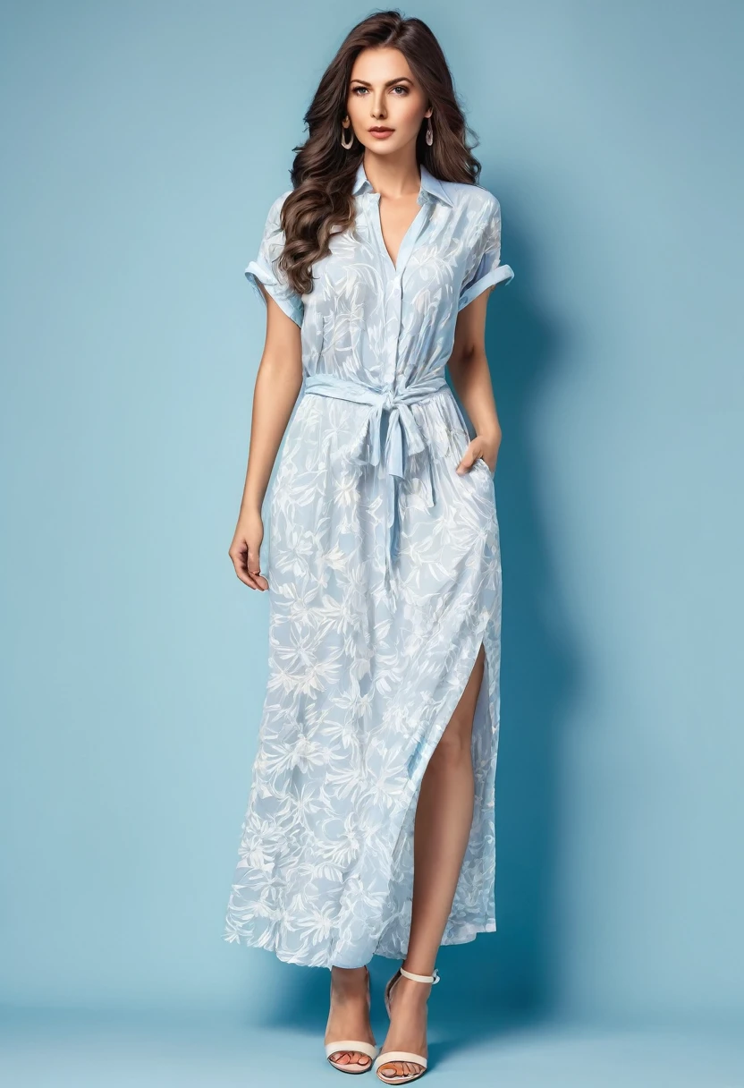 , Beautiful attractive woman , stand up, stylish modern summer style, full-length