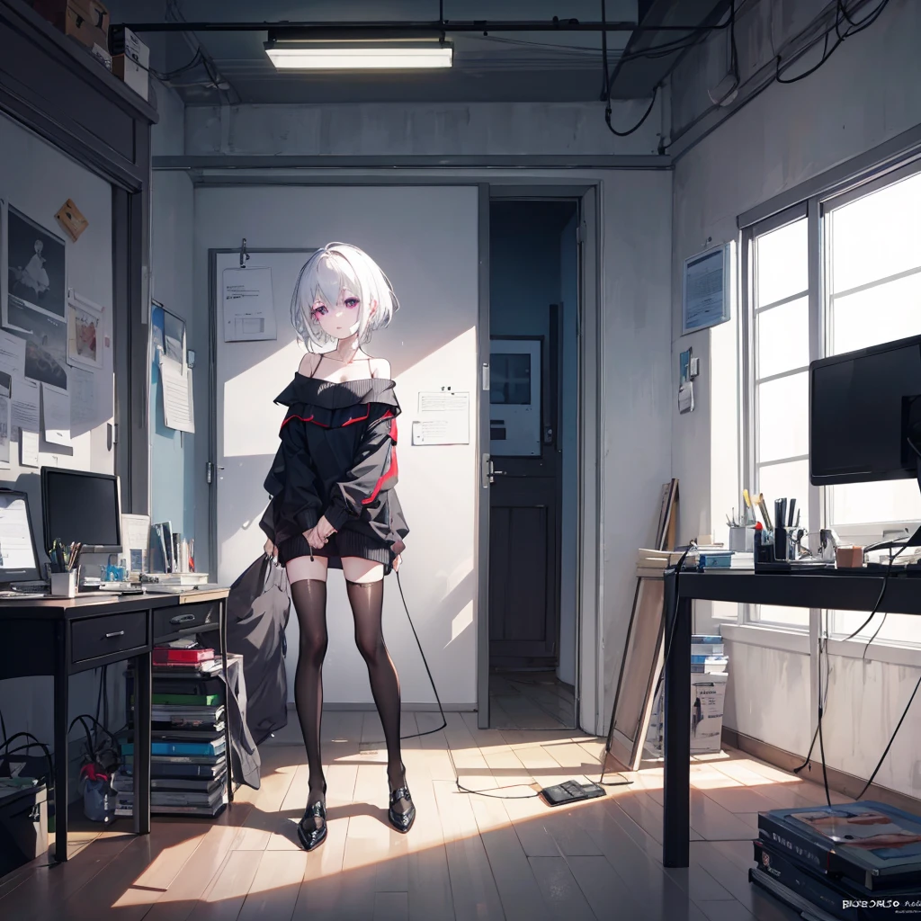 ((​masterpiece )), (top quality), (best quality), ((Ultra-detail, 8K quality)), aesthetics, cinematic lighting, (detailed line art), beautiful digital artwork, exquisite digitale Illustration, most absurd, (best composition), (high resolution), 
romper,
Portrait of a beauty fairy, Cyberpunk Techwear Streetwear Look and Clothing, We can see them from the feet to the head, very detailed and complicated, golden ratio, Beautiful bright colors, futuristic, cyberpunk setting, Cyberpunk style, (sitting in the library), Viewers look at, artstation, conceptual art, Cyberpunk style illustration by Yoji Shinkawa, By Haruhiko Mikimoto, 
romper,
very detailed by (elf), (1 girl), alone, perfect face, Details Eye, cyber_mark, facial spot, Ahoge, ((Long hair:1.2)), (Hair over one eye:1.3), [[tousled hair]], (Blonde white hair, multi-colored hair), yellow  eyes, multi-color eyes,  glowing eyes, Smart students, (eyelashes, eyeshadows, pink eyeshadows), smile, design art By Haruhiko Mikimoto, by kawacy, By Yoshitaka Amano,
romper, 
((perfect anatomy)), beautiful body, Mid Chest, (Extremely detailed fingers), (best hands), perfect face, pretty face, beautiful eyes, perfect eyes, (perfect fingers), (perfect legs), correct anatomy,