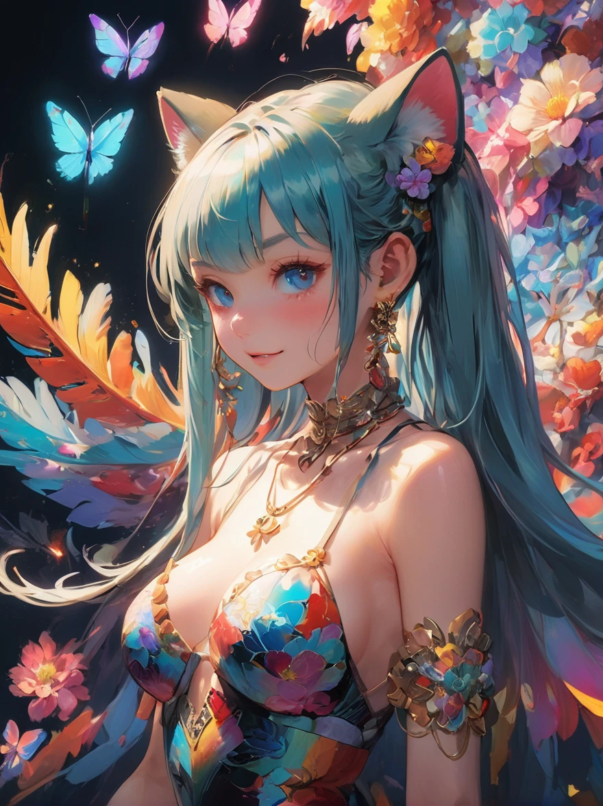 (Highest quality, 4K, 8k, High resolution, masterpiece:1.2), Super detailed, (Realistic, photoRealistic, photo-Realistic:1.37), expressive aesthetics, 1960s counterculture, A group of human-like animals, Brightly colored humanoids, Psychedelic Art, Retro art style, Crisp details, abstract pattern, , , , , Flower Power, , Psychedelic Background, Fractal Art, Multicolored neon lights, A unique and trippy perspective, surRealistic landscape, Hallucinations, a mind-changing experience, Motion Blur, Fluid movement, Synthesizer Sounds, Realistic fur rendering, Rich and vibrant color palette, , Mysterious glow, high contrast lighting, , , One girl, alone, Big Breasts, Long Hair, , , Hair between the eyes, drool, drugs, , empty eyes, blank eyes, drug, gleaming skin, , , wrist cuffs, , Pleated skirt, , , red cheek, , , erotic smile, , , Beautiful nipples, , succubus, , pussy, Shiny rosy lips, ,Lens flare,Hatsune Miku