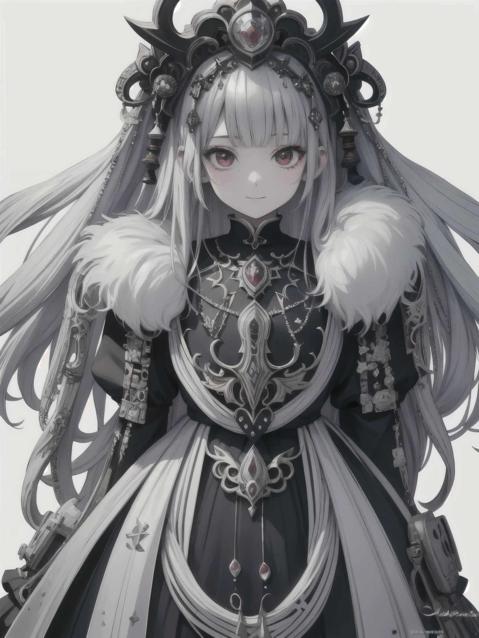 ultra-detailliert、anime illustrated、2D Beautiful Girl、top-quality、Top image quality、masterpiece、超A high resolution、android beautiful girl、sixteen years old, Glowing white cyber suit,Silvery long-haired、Red eyes、A slender、The face is depicted in detail、The eyes are very detailed、The clothes are also depicted in detail、hiquality、Beautiful Art、Fantastic Universe、Elaborate design、soio、kindly smile、goddess of bones、animesque、illustratio、Full body front