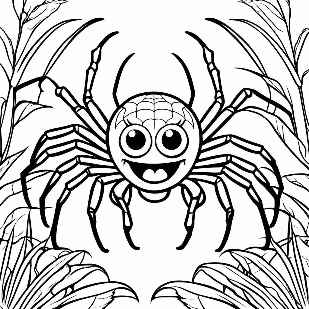 A cute spiders, cartoon, ,Coloring Book, ColoringBookAF,