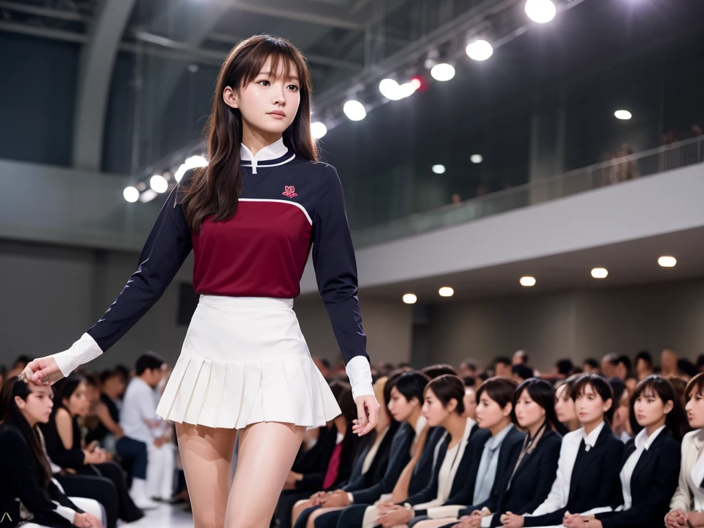 An extremely beautiful Japanese high school girl race queen who highlights her beautiful legs、Photographed walking down the runway at Triumph's new underwear fashion show、She is an eternal idol who combines a clean look with modern charm.。 She creates such beauty。 She feels her own warmth。 She creates a warm atmosphere。 We create beauty。 That's what I want to say。 In her full body photo、The figure features porcelain-like skin and golden hair that radiates a soft glow.。 This is probably、It captured the essence of her timeless charm.、This is the best shot ever.。 Each straight line and curve is carefully expressed.、Breathtakingly beautiful with impeccable detail。 This piece perfectly captures her timeless beauty.。 Divine Proportions、Sharp focus、Full-body photo taken by Kishin Shinoyama、high quality、High resolution、More details , avert your eyes, ((Changing clothes, Half naked)), woman, puberty, blush, locker room, The background is white, Side shot