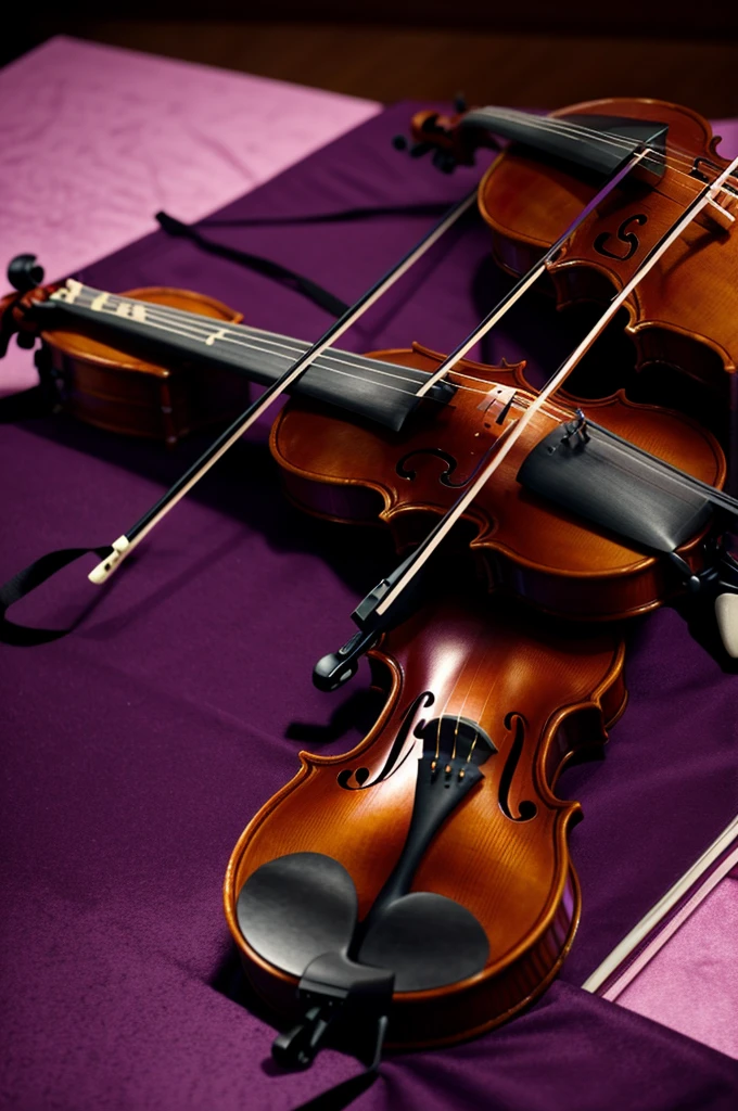 violin de color cafe oscuro con un difuminado morado de fondo