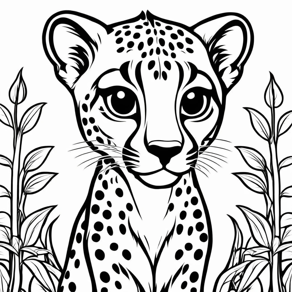 A cute Cheetah, cartoon, ,Coloring Book, ColoringBookAF,