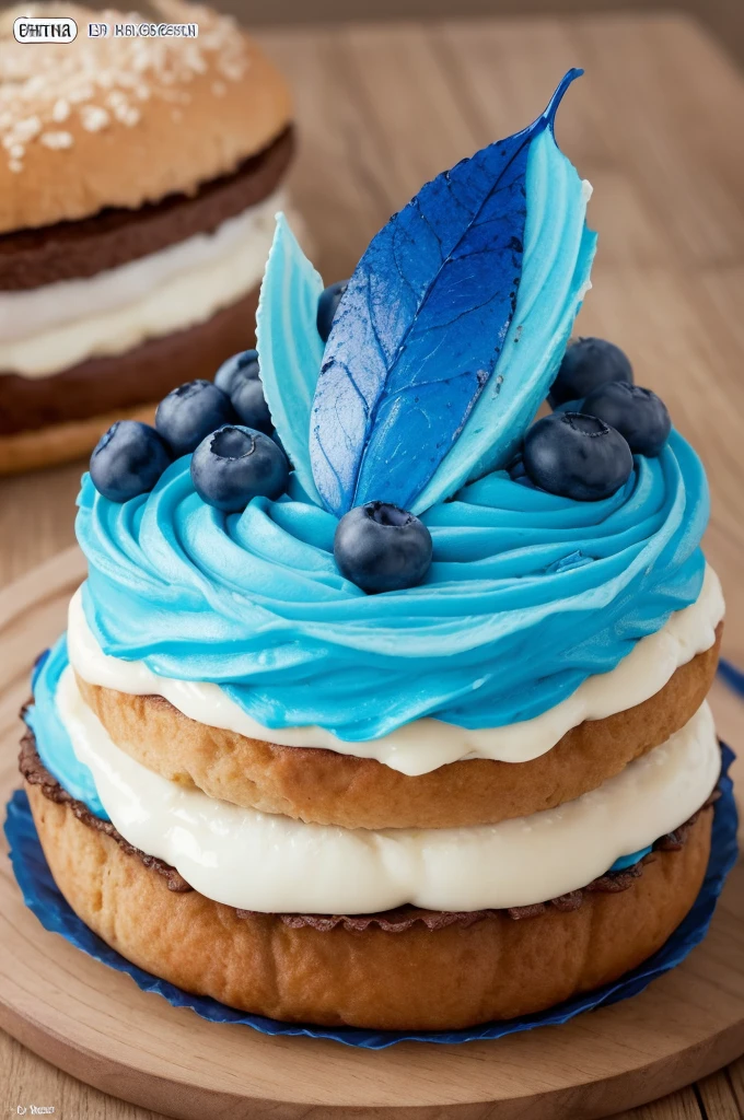 Crie a imagem de um bolo, azul maninho escuro, com detalhes prateado. Na frente do bolo deve ter uma figura escrito as iniciais "LD" e encima a frasse "Happy".