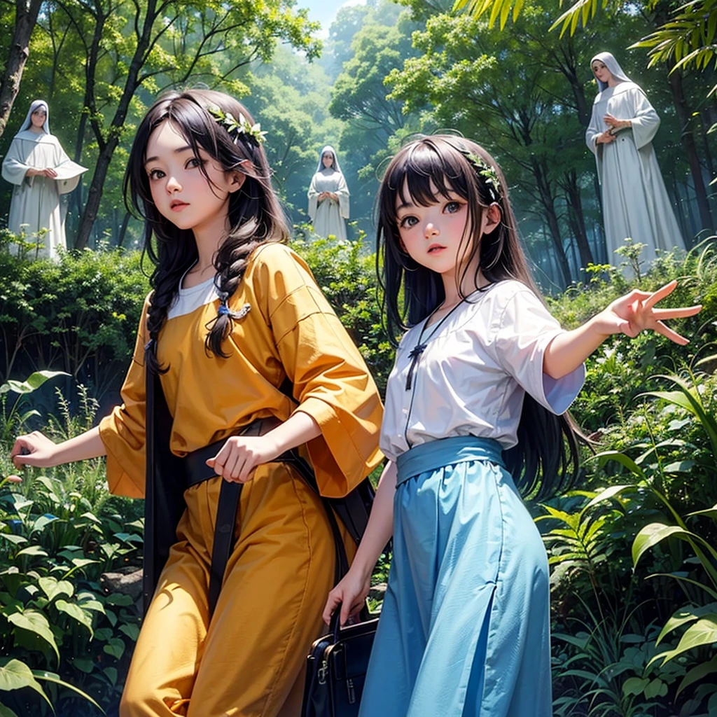 Little jesus Cristo children in the Forest Sky BLUE