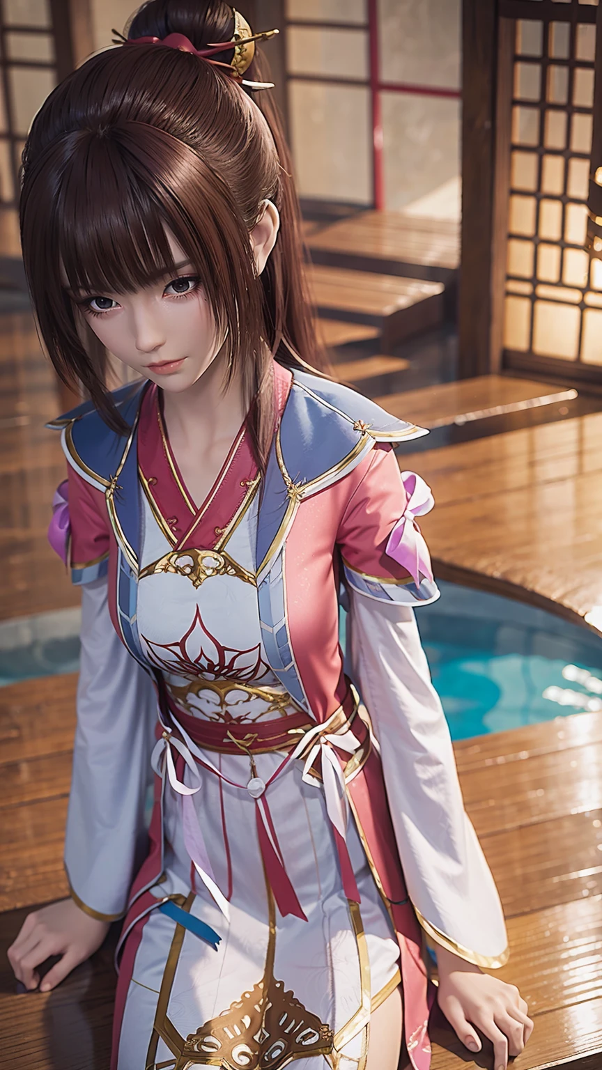 Close-up of a woman in a white dress lying on a wooden floor, Japanese Goddess, Beautiful Chinese model, beautiful goddess, beautiful Asian girl, Sexy Girl, Fair, smooth and translucent skin, Chinese Girl, Asian girl, Attractive anime girl, Sexy pose, Beautiful fantasy queen, Beautiful and detailed body and face, Smooth white tights set, Light milky white porcelain skin
