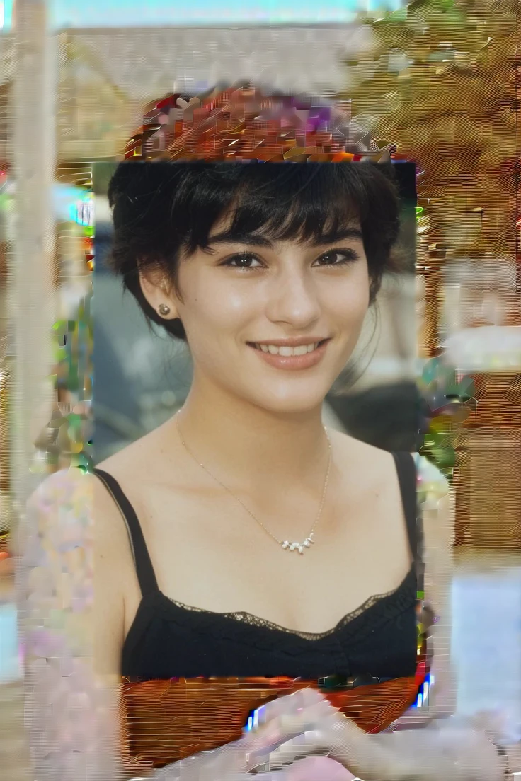 there is a woman that is smiling and posing for a picture, taken in the early 1990s, taken in the mid 2000s, taken in the late 1980s, taken in the late 2000s, 90's color photo, with black hair, in her early 3 0, in her early 20s