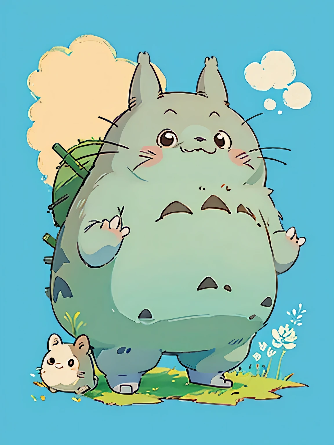 Hayao Miyazaki style、Kawaii Design, Totoro, No background