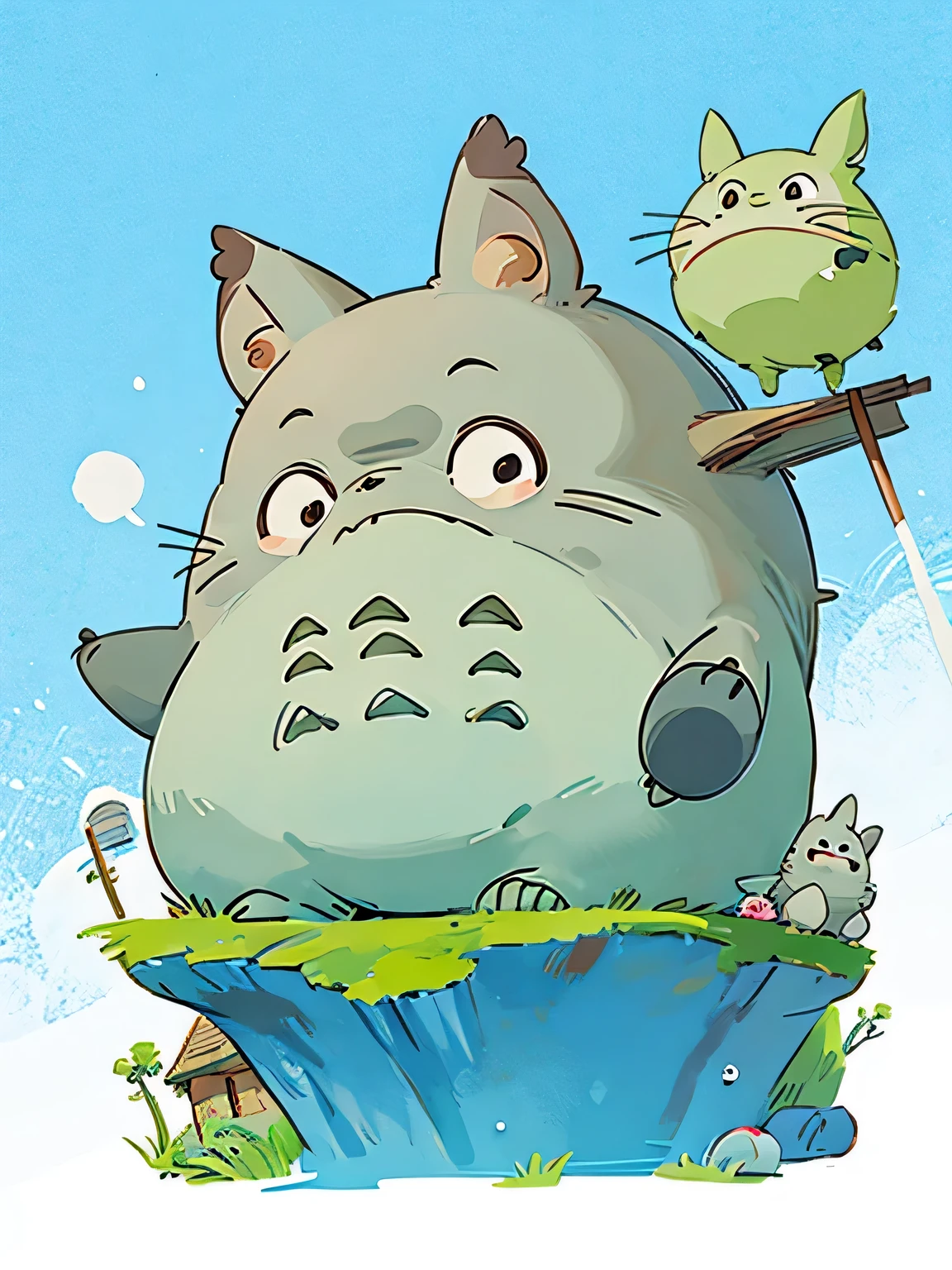 Hayao Miyazaki style、Kawaii Design, Totoro only, No background