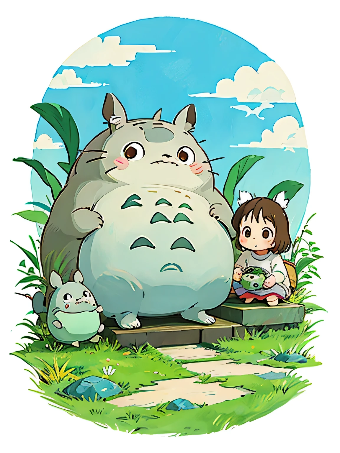 Hayao Miyazaki style、Kawaii Design, Totoro only, No background