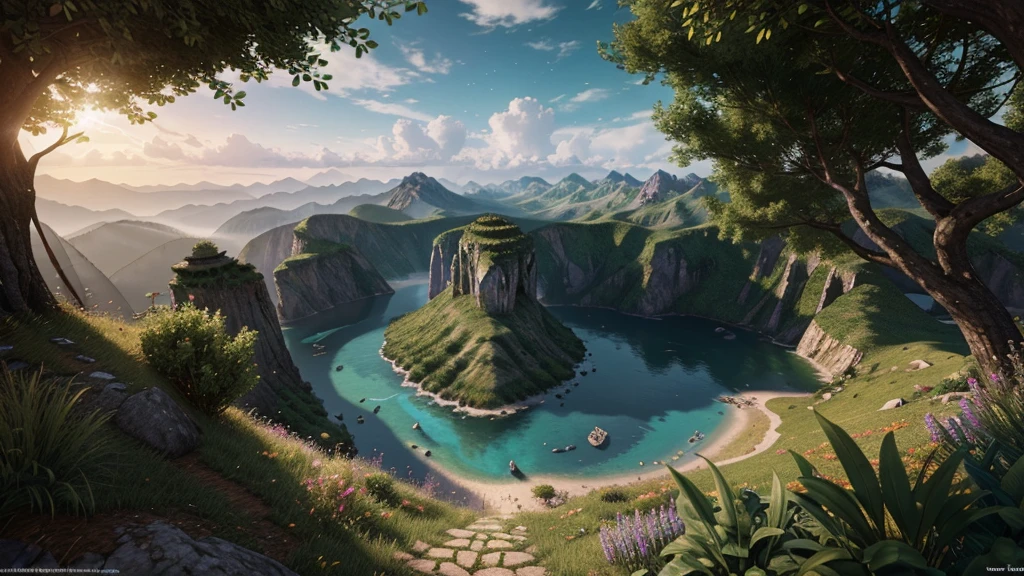 masterpiece, best quality, (Very detailed CG Unity 8k wallpaper) (best quality), (Best Illustration Award), (Best shadow) nature', Blue Sea,Delicate leaves and petals of various colors falling in the air ray tracing,