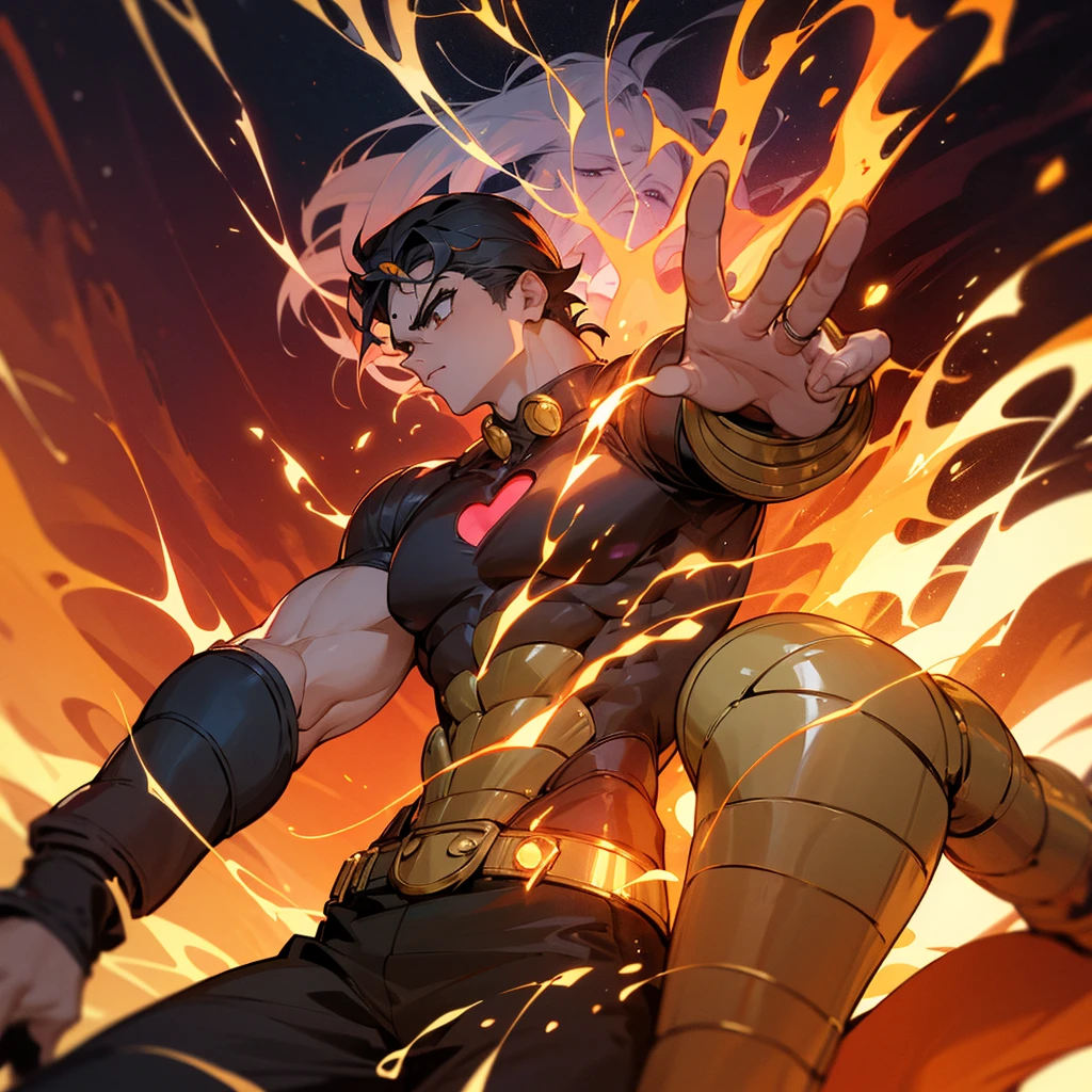 Make the appearance of a jojo stand that is made of fire, eu disse stand! Nao humano.