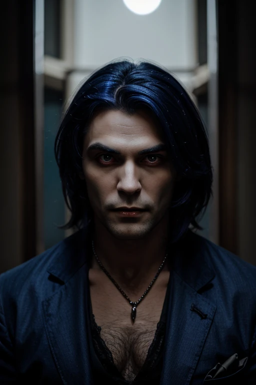 Lovely vampire man with big indigo eyes