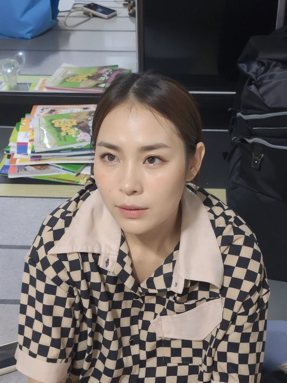 best quality, face focus, soft light, ultra high res, (photorealistic:1.4), RAW photo,
1japanese girl, solo, cute, (pupil, lights in the eyes), detailed beautiful face, (small chest),(high resolution detail of human skin texture),
(long hair),
indoor,
Damask Shirt Dress,
(portrait)