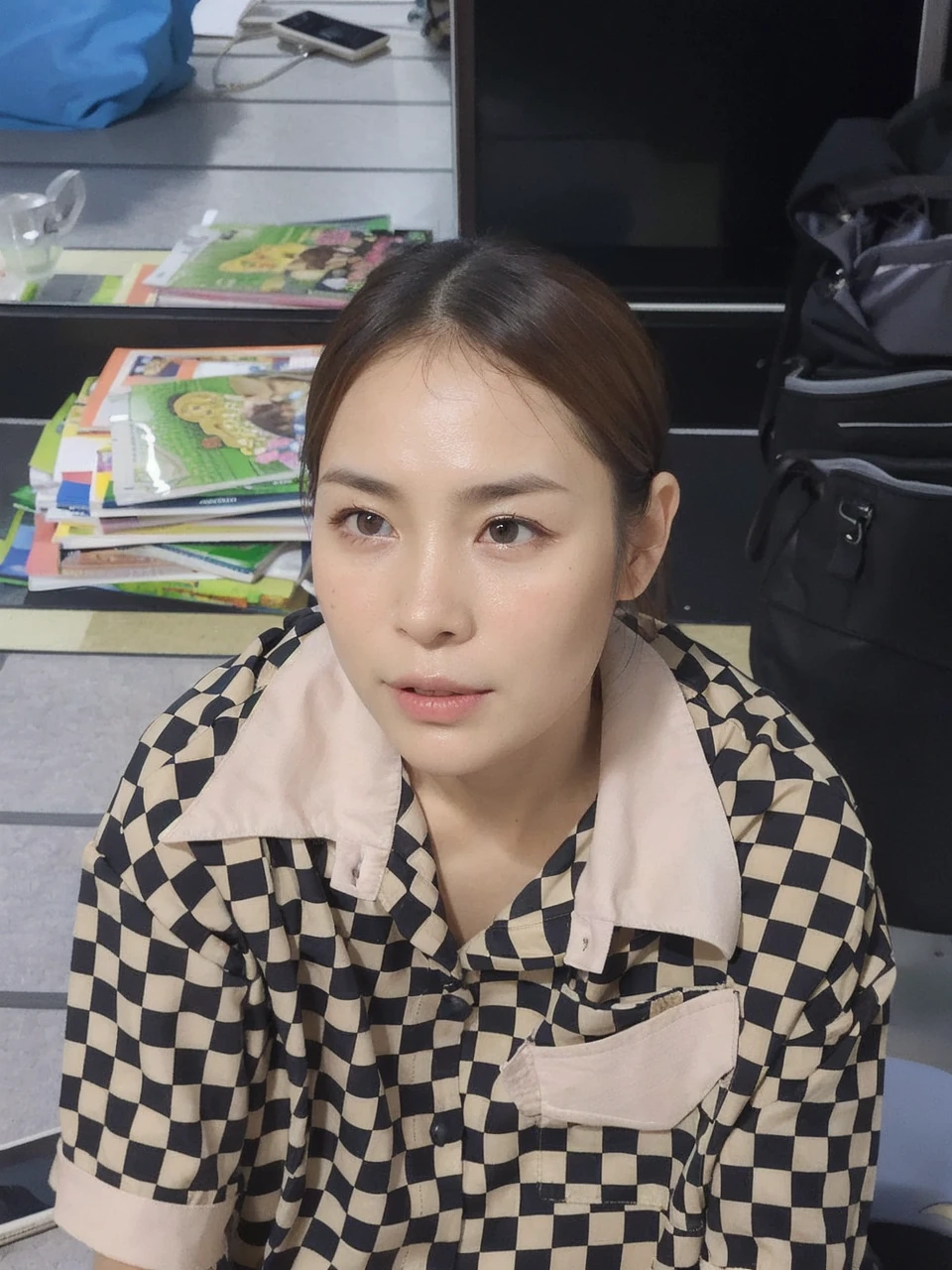 best quality, face focus, soft light, ultra high res, (photorealistic:1.4), RAW photo,
1japanese girl, solo, cute, (pupil, lights in the eyes), detailed beautiful face, (small chest),(high resolution detail of human skin texture),
(long hair),
indoor,
Damask Shirt Dress,
(portrait)