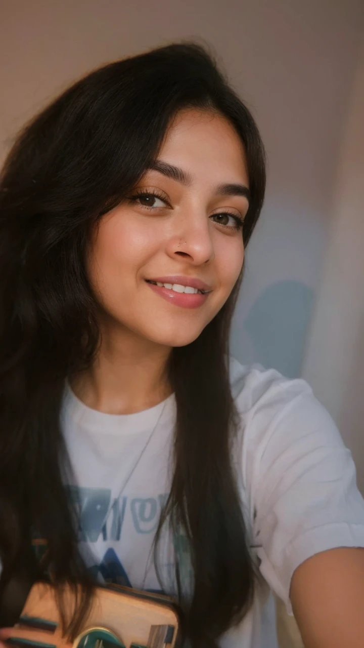 24YO, one Jordanian women, cute smile, white teethes, long light green shirt, light brown eyes, small nose, black/brown long hair
