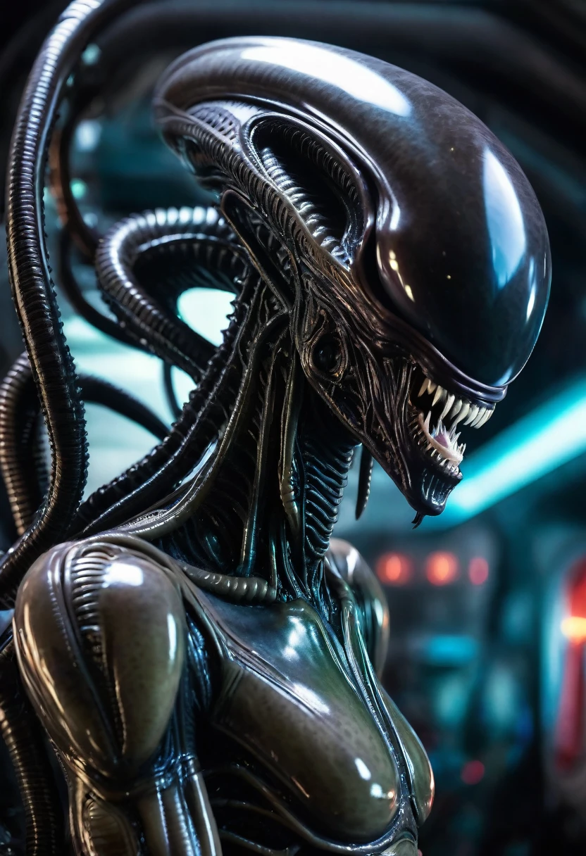 (((Extreme close-up Xenomorph Alien the eighth passenger full body surreal and cinematic images Color Splash images)))