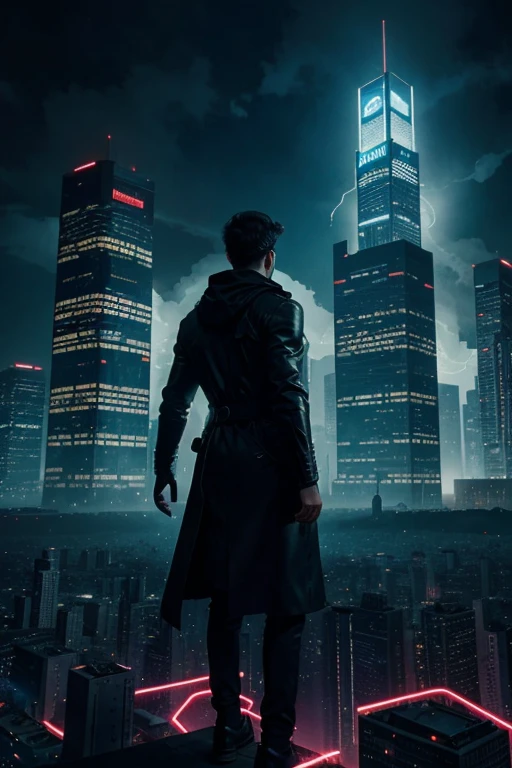 The cover depicts a sprawling urban landscape bathed in neon lights and futuristic skyscrapers, evoking the setting of the story. In the center stands the protagonist, surrounded by swirling energy and glowing symbols representing the system. Behind the protagonist looms a mysterious figure shrouded in shadows, hinting at the challenges and adversaries they will face. The overall aesthetic is modern yet mystical, drawing readers into a world of intrigue and adventure.