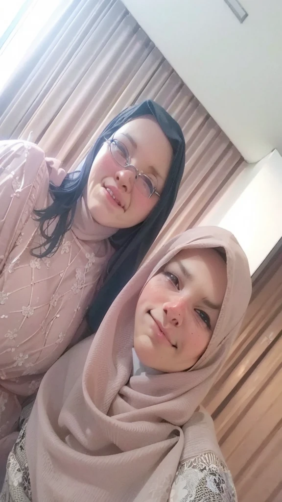 Make like anime character, cute face and wear hijab