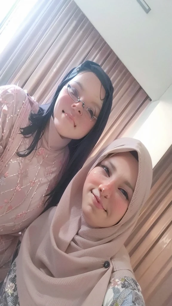 Make like anime character, cute face and wear hijab