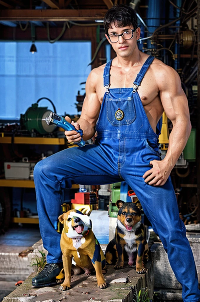disney,Animation,8k wallpaper,A handsome, muscular man aged 30 years.,Broad shoulders,(body fat),Swollen nipples,bear muscle,chubby,large chest,
overall mechanical,Naked overalls,glove,holding a wrench,glasses on head,hat back,Off-road vehicle front,
relax,earring,Dog Tags,Spread your legs,thick thighs,Masterpiece,best quality,Highly detailed,perfect light,