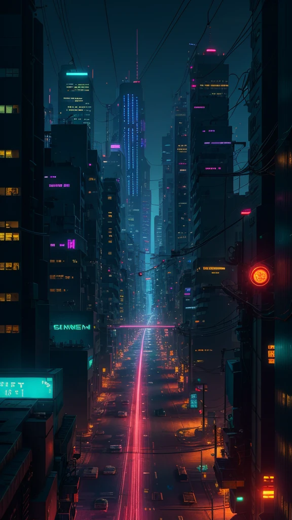 Cyberpunk city from sci-fi movie, empty street, night, view from an buildings, old shop, irregular, circuit boards, wires, intricate, super detailed, realistic, hyper realistic, high quality, best, super detail , crazy detail, very detailed, photorealistic, epic composition, best quality, 32k --v 6