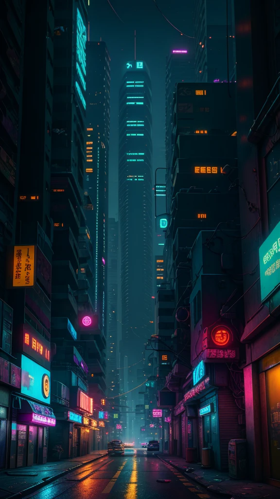 Cyberpunk city from sci-fi movie, empty street, night, view from an buildings, old shop, irregular, circuit boards, wires, intricate, super detailed, realistic, hyper realistic, high quality, best, super detail , crazy detail, very detailed, photorealistic, epic composition, best quality, 32k --v 6