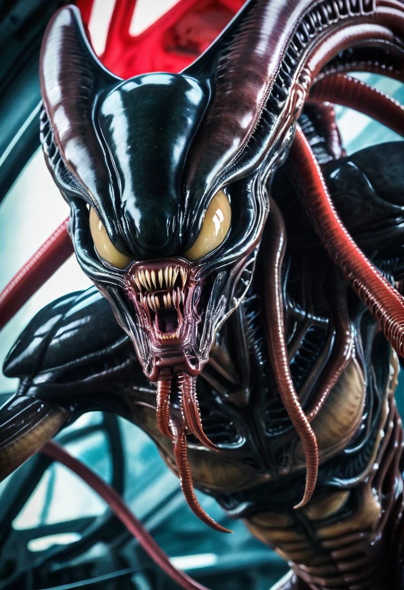 (((Extreme close-up Xenomorph Alien the eighth passenger full body surreal and cinematic images Color Splash images)))