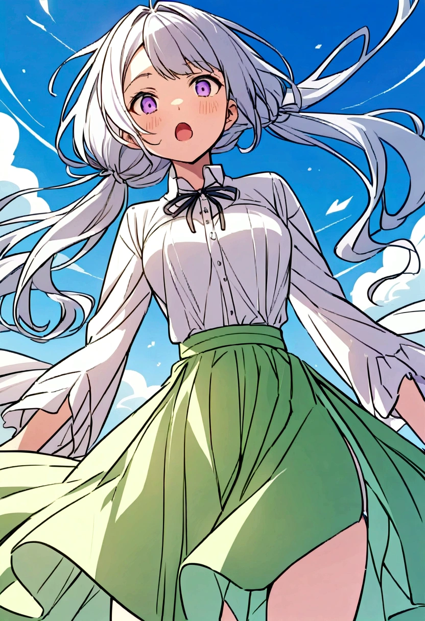 音無響子
Low - Angle、
Low - Angle、Long skirt、Hold down your skirt that is being blown up by the strong wind、Anime white panties in a strong wind、Crotch is visible
ローレグのパンツ、Color: White、
Crotch is visible、
、Lined、White lace lining、