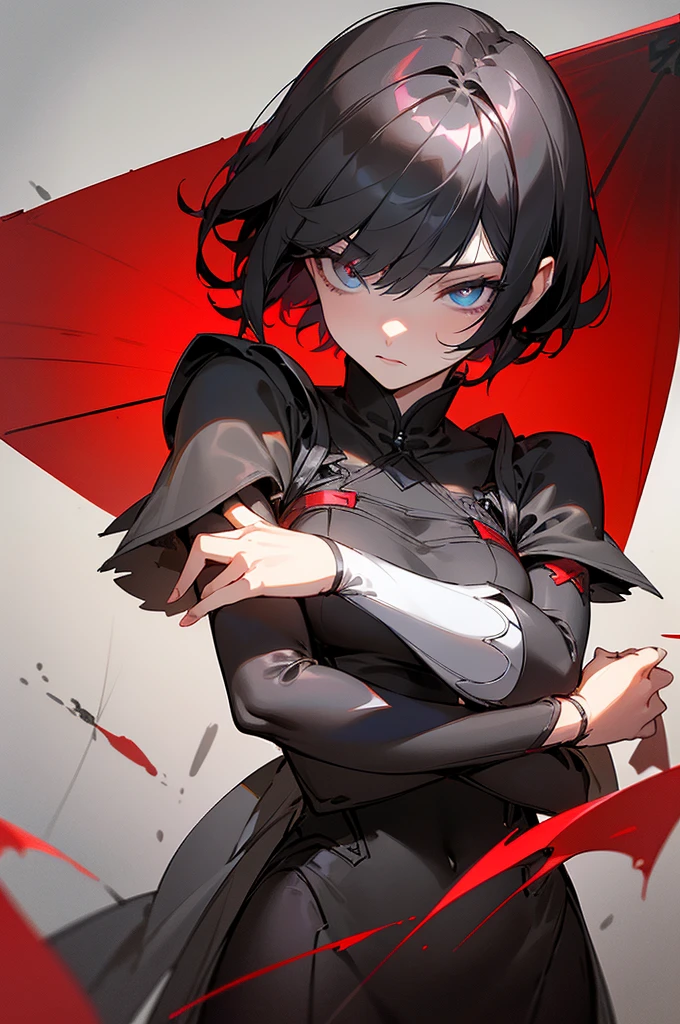 ruby rose, ruby rose, short hair, black hair, redhead, (gray eyes:1.5), break dress, pantyhose, cape, break looking at viewer, break outdoors, break (masterpiece:1.2), highest quality, High resolution, unity 8k wallpaper, (figure:0.8), (detailed and beautiful eyes:1.6), highly detailed face, perfect lighting, Very detailed CG, (perfect hands, perfect anatomy),
