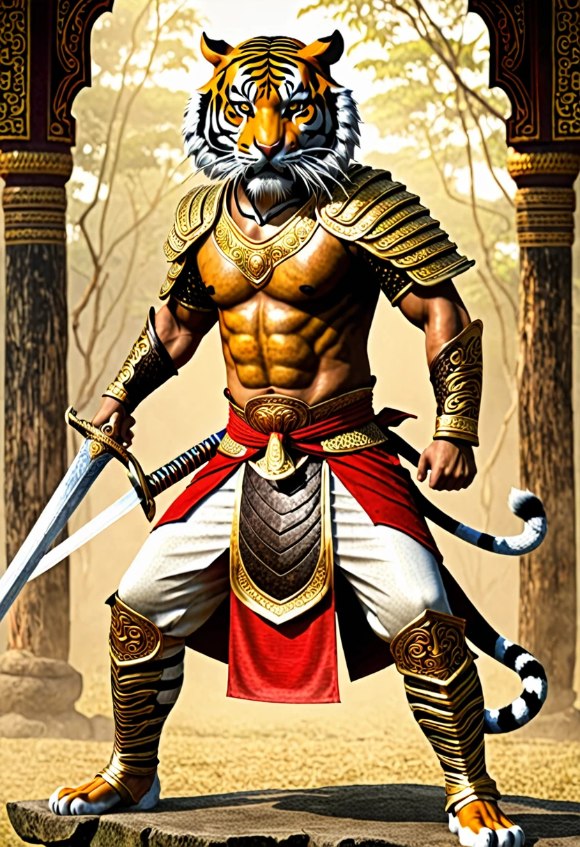 tiger,Thai Warrior Costume,sword,high resolution