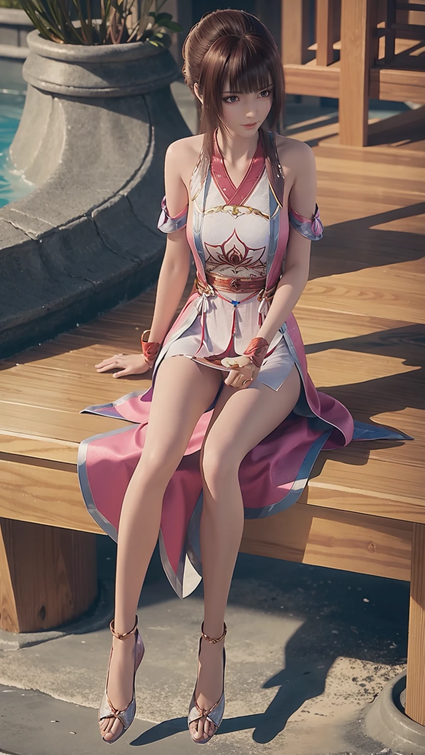 cheongsam,((whole body)), ((Sitting)), ((The hem is long, Sexy long legs)), ((Bare shoulders)),model, Young beautiful girl, Striking an elegant pose, Charming pose, Heat and cold, Beautiful and delicate eyes, Full breasts, slim body, Features, masterpiece, best quality, official art, Rich details, Clear face, Professional lighting, Physically based rendering, Necklace, Light makeup,Starry sky background,Sitting on the stars