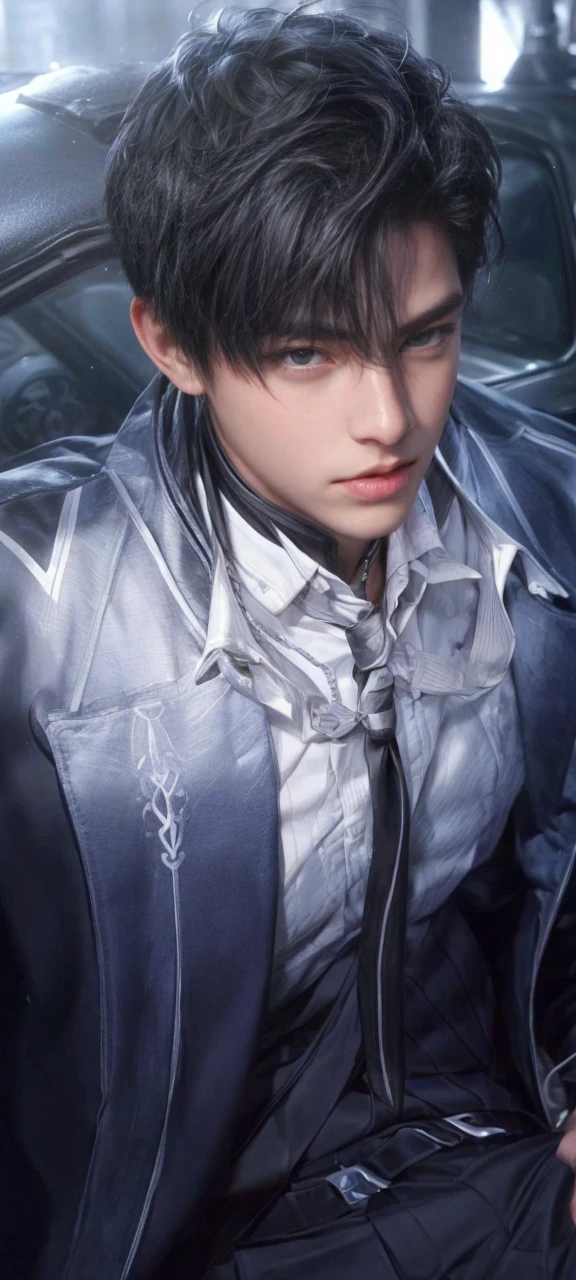 masterpiece, 1boy, adults, handsome, black hair, undercut hair, perfect face, detailed eyes and face, black eyes, clean shaved, muscular, capturing a rural atmosphere, dynamic lighting, unreal engine 5,