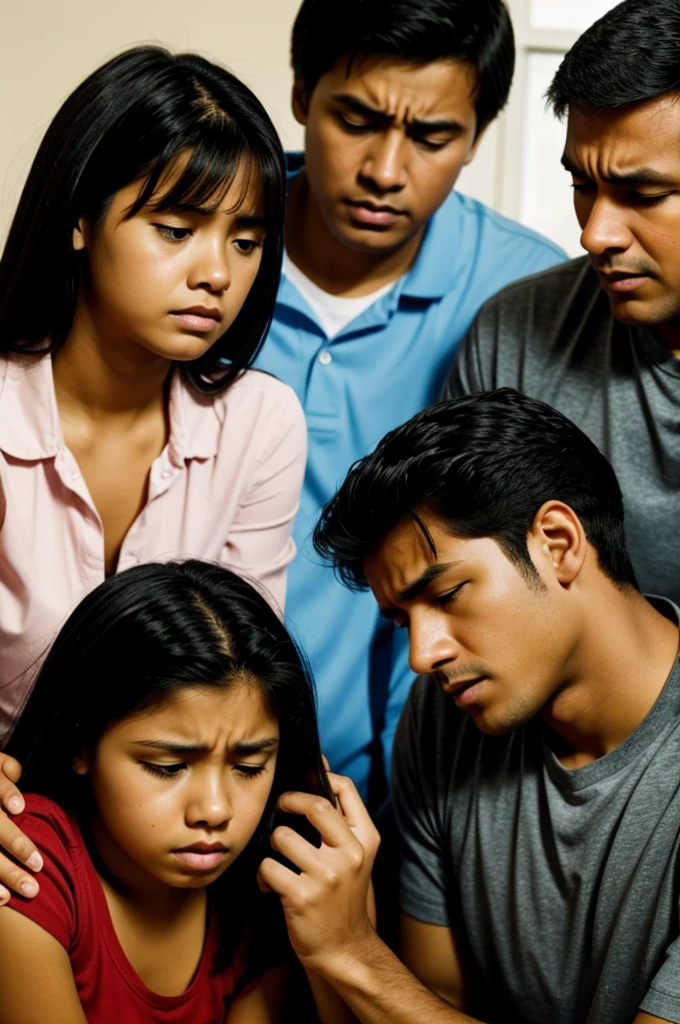 Sad talking to her parents