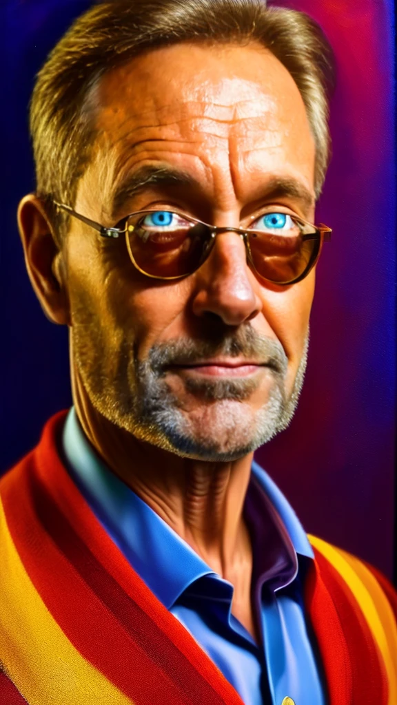 a middle-aged man with an eyepatch, comical expression, detailed face, intricate details, highly detailed, 1 man, character portrait, oil painting, cinematic lighting, dramatic lighting, vibrant colors, rich colors, warm tones, photorealistic, 8k, hyper detailed, masterpiece