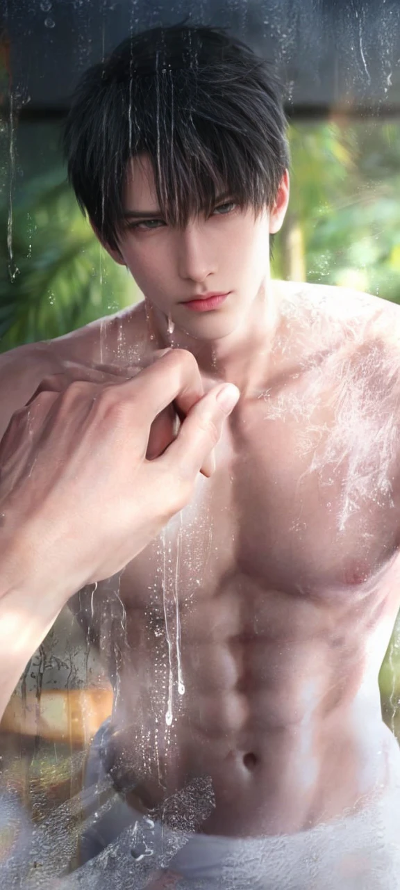 masterpiece, 1boy, handsome, black hair, undercut hair, perfect face, detailed eyes and face, black eyes, clean shaved, muscular, capturing a rural atmosphere, dynamic lighting, unreal engine 5,