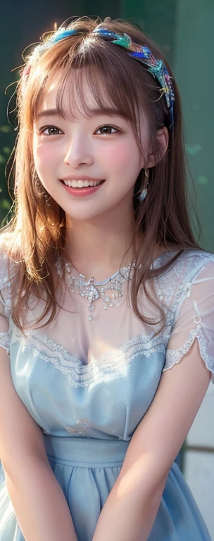 ((Highest quality)), ((masterpiece)), masterpiece, Highest quality, Particles of light, Very detailed, 8k wallpaper, (Vibrant colors:1.2), (girl), Laugh shyly,blush, Laugh shyly, Gaze lovingly at, 