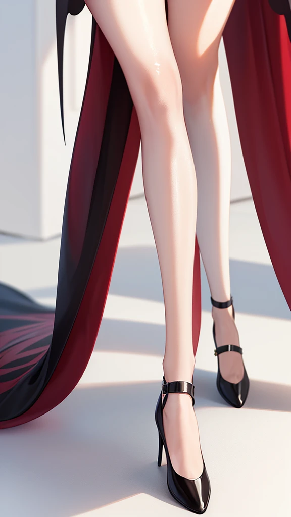 (((Masterpiece))),(((best quality))),((Ultra Detail)),(Implications),Succubus Maiden,Wearing a white full-body maid outfit,White long straight hair,Conservatively dressed succubus wife,Curly succubus tail,Wearing a collar around the neck,There are devil wings behind,Charming long legs with white