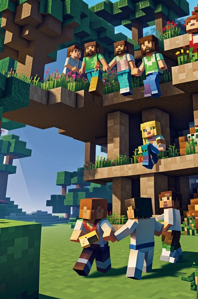 Crea a cinco amigos que juegan Minecraft
