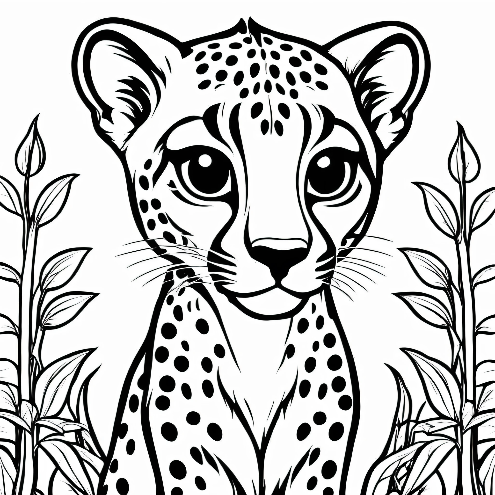 A cute Cheetah, cartoon, ,Coloring Book, ColoringBookAF,